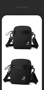 Front view of black nylon shoulder bag with WEPOWER strap and smart storage space
