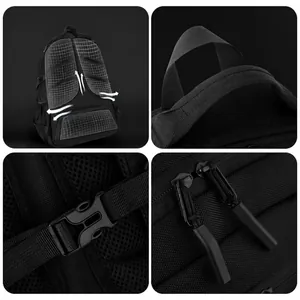 Zaino nero leggero da pendolare con rete traspirante e robuste cerniere a zip
