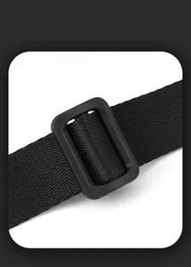 Close-up of adjustable high-density nylon shoulder strap with black plastic slide buckle