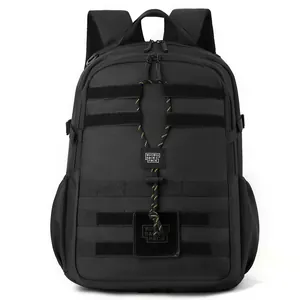 WEPOWER schwarzer taktischer Rucksack mit MOLLE-System und elastischem Seil für Reisen