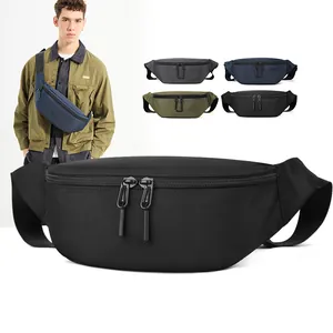 Sac de Poitrine Imperméable en Nylon pour Hommes Petit Sac Bandoulière Sac Banane Sport Extérieur pour Voyage Décontracté Quotidien Multi Poches