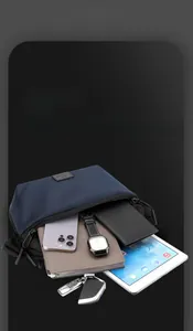 Detail showing multi-layer storage compartments and large capacity for daily essentials