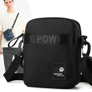 Men Casual Nylon Waterproof Crossbody Bag With Adjustable Strap WE POWER Letter Print Multi-Layer Travel Sports Shoulder Bag Messenger Bag