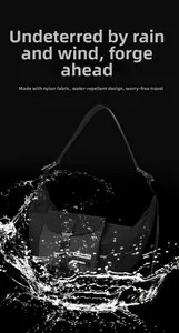 Water-resistant nylon crossbody bag featuring stylish checkered front pocket and splash-proof fabric