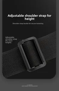 Detail of adjustable high-density nylon strap with black matte buckle for casual bags