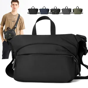 Men's Waterproof Nylon Chest Bag Crossbody Shoulder Bag Large Capacity Multi-Pocket Casual Sport Travel Business Handbag Solid Camouflage