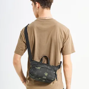 Men's camouflage chest bag with adjustable strap and top handle for sports and daily use