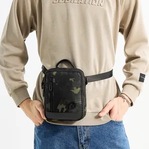 Men's dark camo crossbody bag with adjustable strap and top handle for outdoor wear