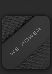 Close-up of durable honeycomb texture fabric with WE POWER branding on a black bag