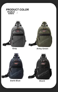 Sacs de poitrine étanches en gris, vert, bleu et noir avec détails de fermeture orange