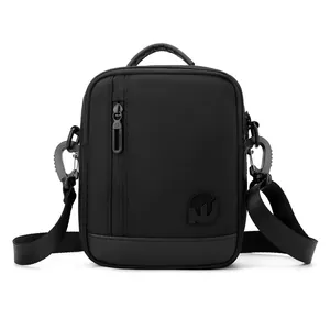 Men's black shoulder bag with durable oxford cloth and adjustable strap for outdoor use