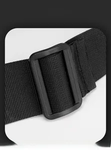 Macro detail of high-density nylon strap and durable matte adjustment buckle on backpack