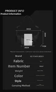 Detailed size specifications for the black nylon dumpling bag with capacity for a 9.7 inch iPad