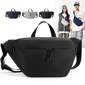Men Large Capacity Waterproof Nylon Chest Bag Trendy Casual Crossbody Shoulder Bag Sport Outdoor Waist Bag