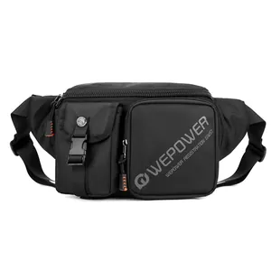 Waterproof black nylon crossbody sling bag with multiple compartments and adjustable strap