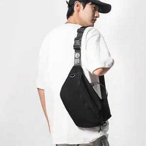 Trend black large capacity chest bag with stylish adjustable shoulder strap for men