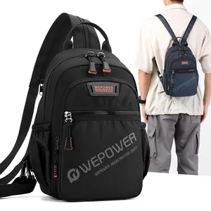 Sac de Poitrine pour Hommes en Nylon Imperméable Multifonctionnel Business Décontracté Sac Bandoulière pour Voyage et Quotidien
