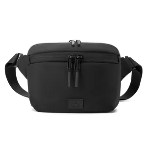 Versatile black nylon crossbody waist bag with durable zippers and adjustable strap