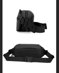 Detail of waterproof matte chest bag with adjustable nylon straps and heavy duty buckles
