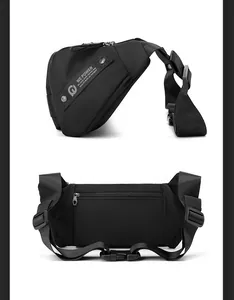 Detail of waterproof nylon waist bag with secure back zipper and adjustable buckle strap