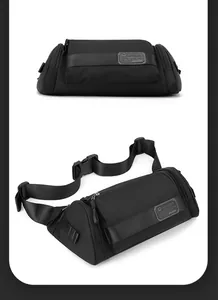 Detail of waterproof nylon waist bag showing adjustable strap and buckle closure
