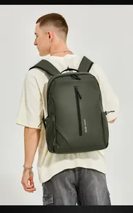 Sac à dos imperméable vert olive foncé pour le travail avec poche pour ordinateur