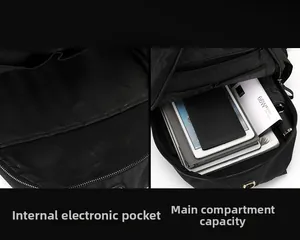 Detailansicht des Hauptfachs und Innenfachs für Elektronik des Rucksacks