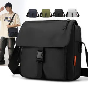 Unisex Waterproof Nylon Messenger Bag Large Capacity Crossbody Bag For Travel Casual Techwear Shoulder Bag With Adjustable Strap