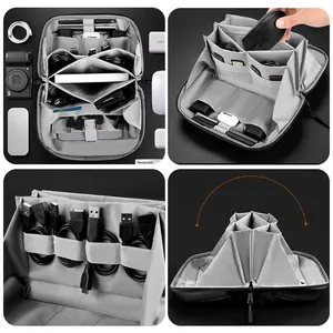 Draagbare organizer voor digitale accessoires met accordeon-indeling en elastische banden