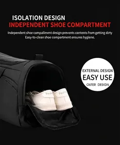 Dettaglio della borsa da viaggio con scomparto laterale separato per le scarpe
