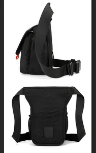 Breathable honeycomb mesh back on tactical leg bag with adjustable straps and buckles