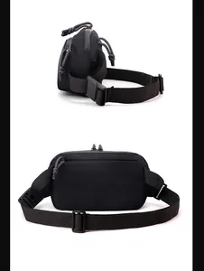 Detail of durable nylon chest bag showing tactical webbing and high-quality plastic buckle