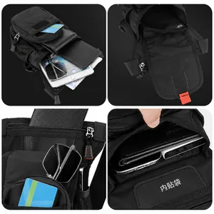 Tactical black outdoor waist and leg bag with multi-layer pockets for hiking and cycling