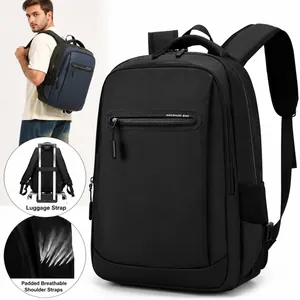 Waterproof Business Laptop Backpack For Men Women Large Capacity Travel Rucksack Lightweight Casual School Bookbag With Luggage Strap