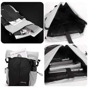 Großer grauer und schwarzer Pendler-Rucksack mit praktischem Laptopfach für Alltag
