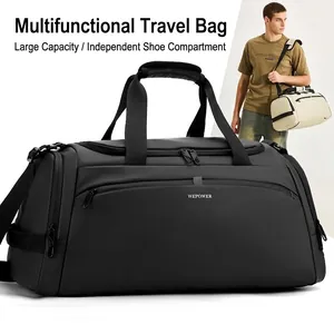 Borsa da Viaggio in Nylon Impermeabile ad Alta Capacità Con Scomparto Scarpe Indipendente Separazione Secco Umido Borsa Sportiva Palestra Weekender