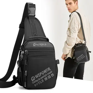 Large Capacity Waterproof Nylon Chest Bag For Men Outdoor Travel Crossbody Shoulder Sling Bag Multi-Compartment Tactical Style Casual Backpack Top Handle Bag