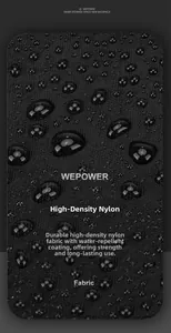 Close-up of waterproof high-density nylon fabric with water droplets on the backpack