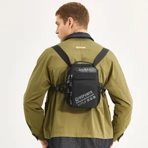 Large capacity black tactical chest bag with adjustable strap for outdoor commuting