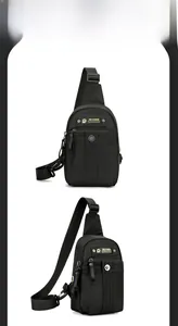 Detail of durable black nylon crossbody bag featuring secure zip compartments and smart storage