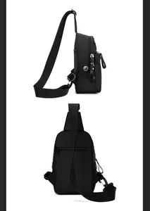 Detail view of the waterproof nylon sling bag showing side compartments and anti-theft back pocket
