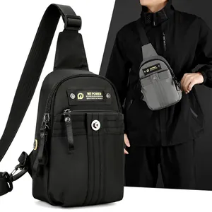Men Waterproof Nylon Chest Bag Outdoor Tactical Sling Bag Casual Crossbody Travel Shoulder Bag Lightweight Commuter Bag