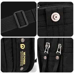 Tactical black nylon chest bag with adjustable straps and durable double zippers