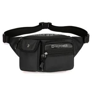 Sac banane tactique noir minimaliste avec rangements multiples et sangle réglable