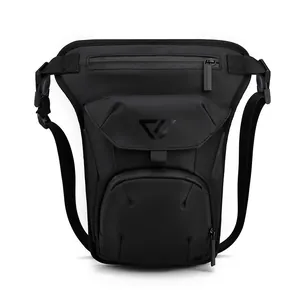 Bolsa táctica negra multifuncional para pierna con correas ajustables para deporte exterior