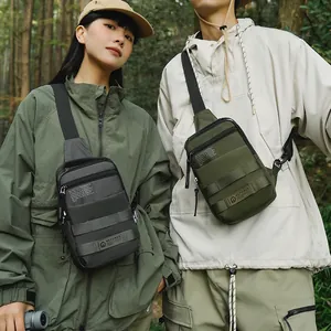 Waterproof urban outdoor tactical crossbody bags in military green and charcoal grey colors