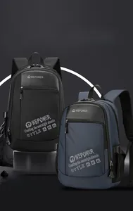 Detail view of high-density nylon straps and pockets on the casual laptop backpack