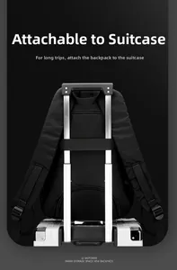 Black large capacity backpack with luggage strap for travel and business commuters