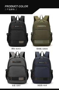 Detail showing versatile backpack colors in black, green, grey, and blue options