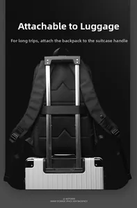 Business laptop backpack with luggage strap and breathable mesh back panel